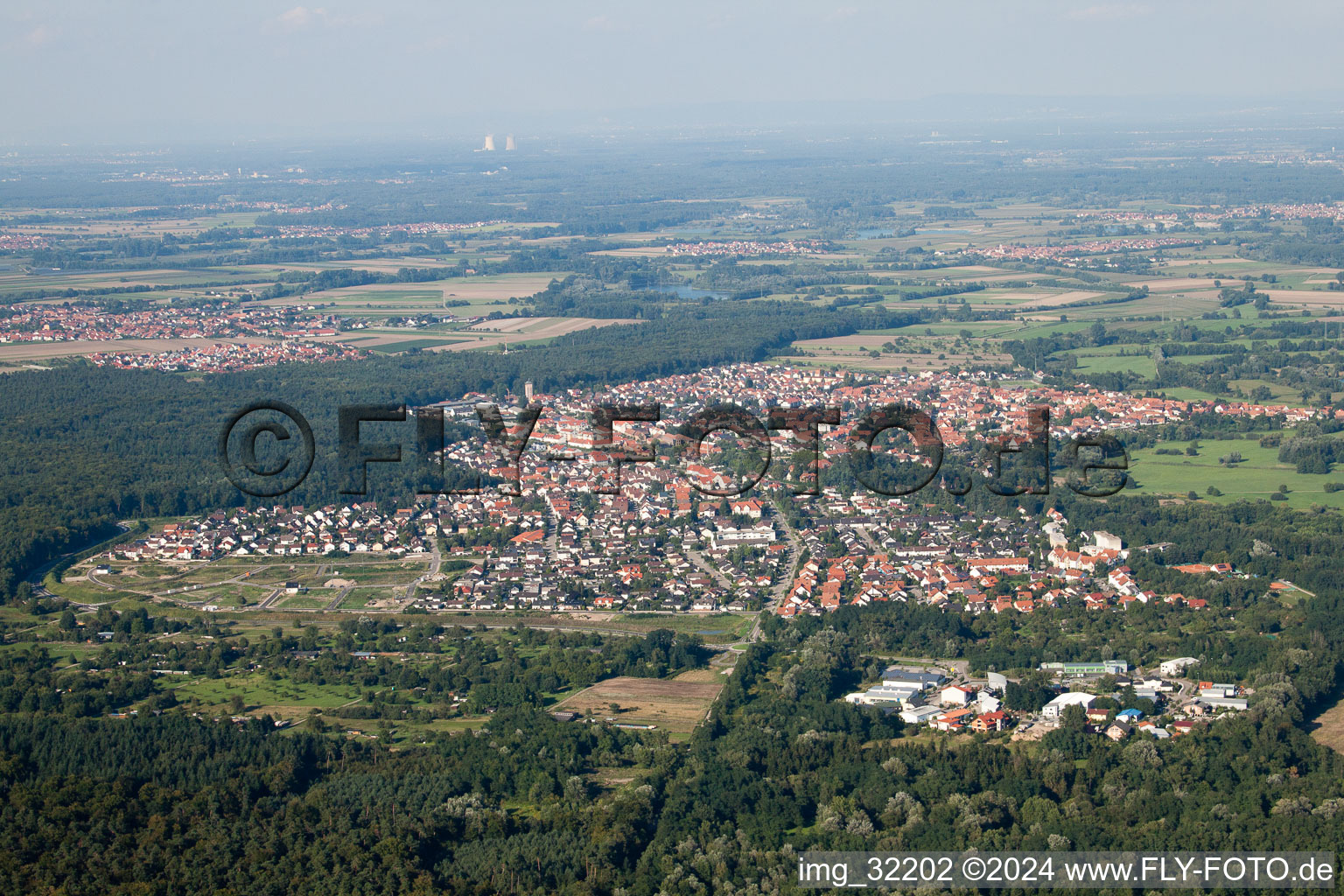 Vue aérienne de Du nord à Wörth am Rhein dans le département Rhénanie-Palatinat, Allemagne