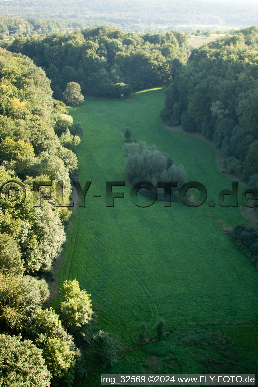 Vue d'oiseau de Réserve naturelle de Kettelbachtal à Gräfenhausen dans le département Bade-Wurtemberg, Allemagne