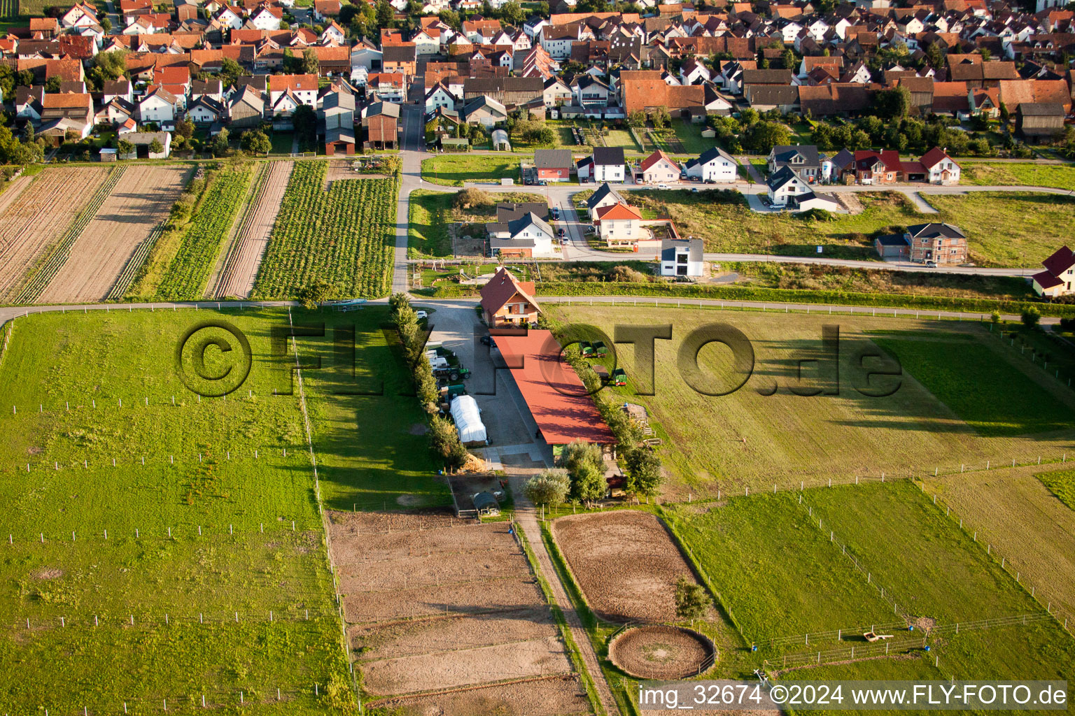 Vue d'oiseau de Fermes d'émigrants à Hatzenbühl dans le département Rhénanie-Palatinat, Allemagne