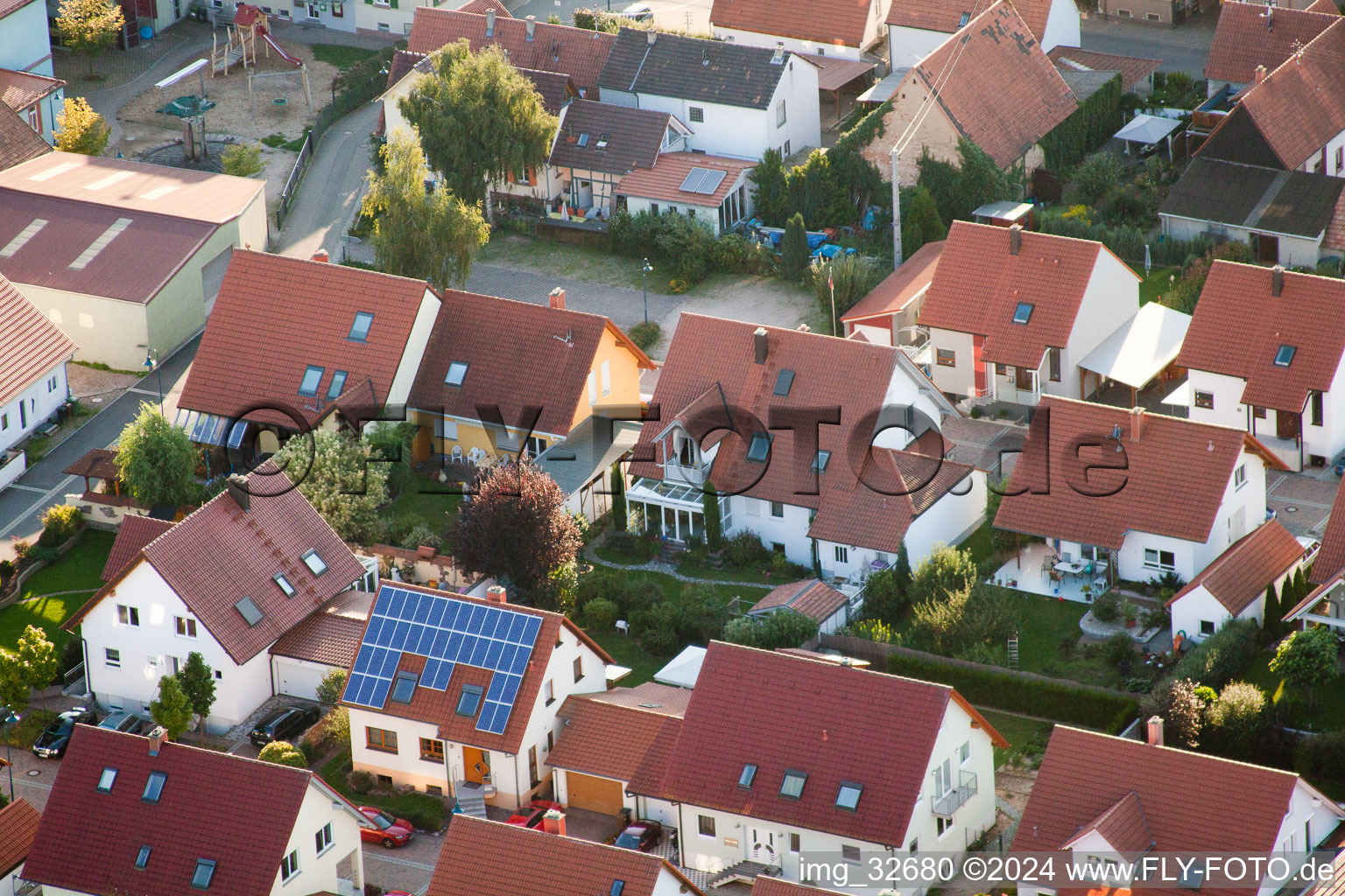 Vue aérienne de Allée de jardin à Erlenbach bei Kandel dans le département Rhénanie-Palatinat, Allemagne