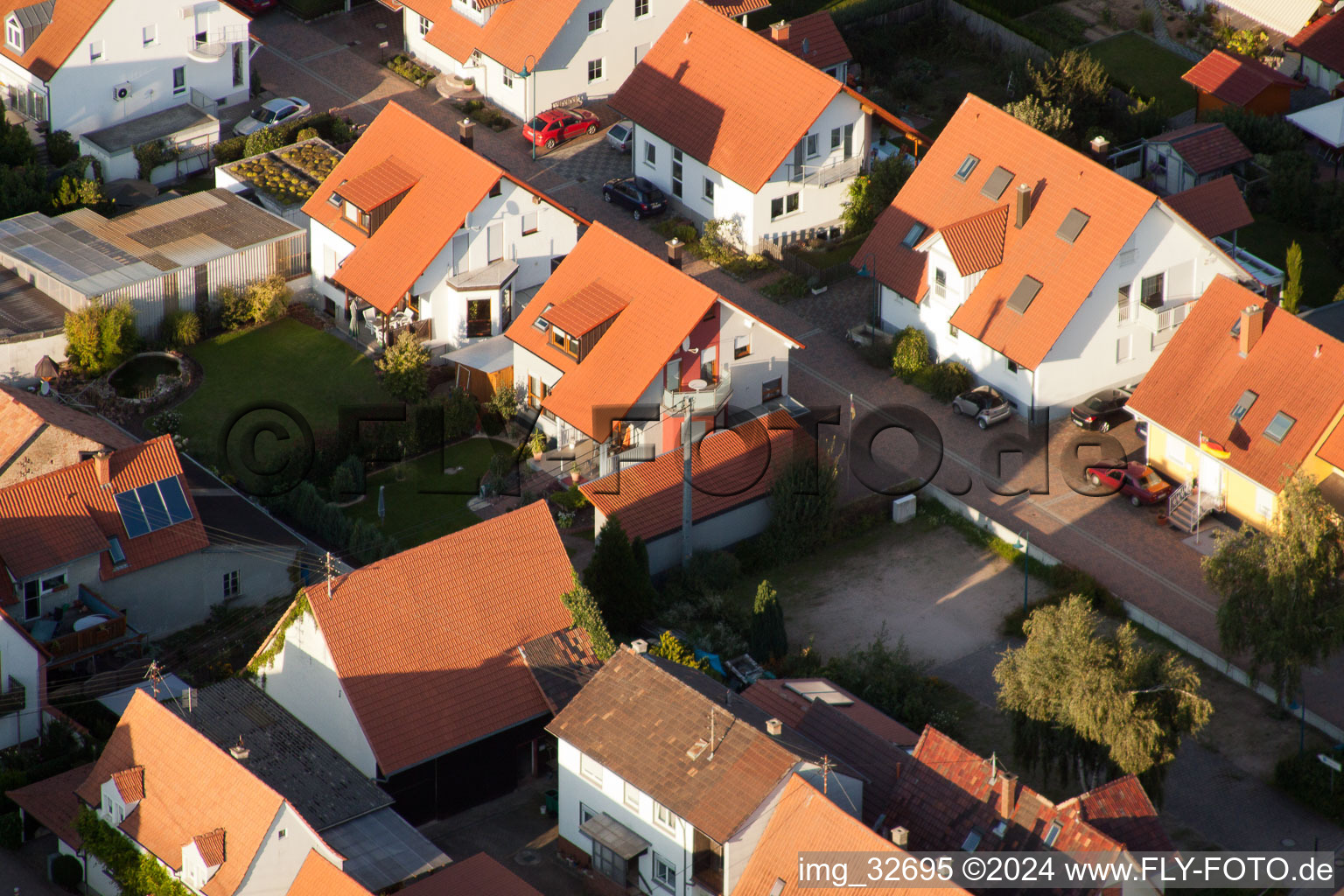 Vue oblique de Dans le nid de cigogne à Erlenbach bei Kandel dans le département Rhénanie-Palatinat, Allemagne