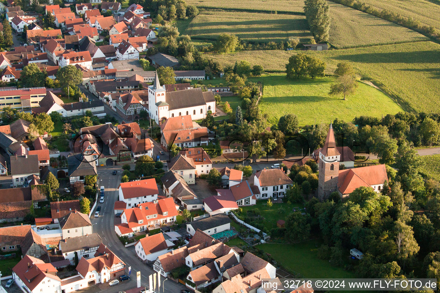 Vue aérienne de Minfeld dans le département Rhénanie-Palatinat, Allemagne