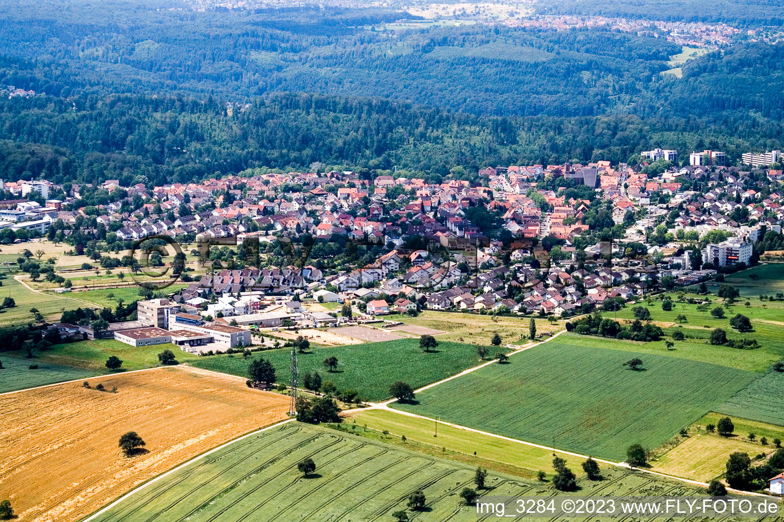 Vue oblique de Quartier Reichenbach in Waldbronn dans le département Bade-Wurtemberg, Allemagne