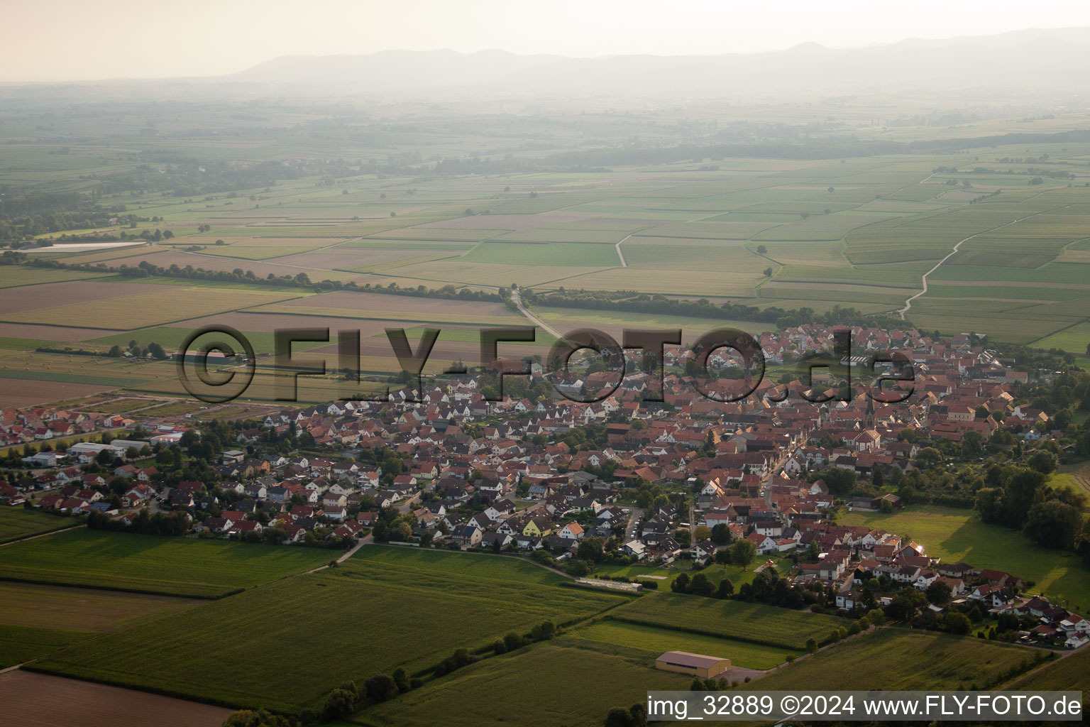 Steinweiler dans le département Rhénanie-Palatinat, Allemagne du point de vue du drone