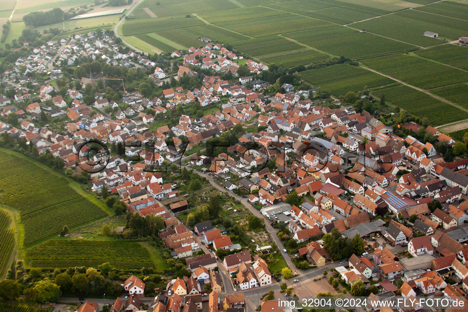 Insheim dans le département Rhénanie-Palatinat, Allemagne depuis l'avion