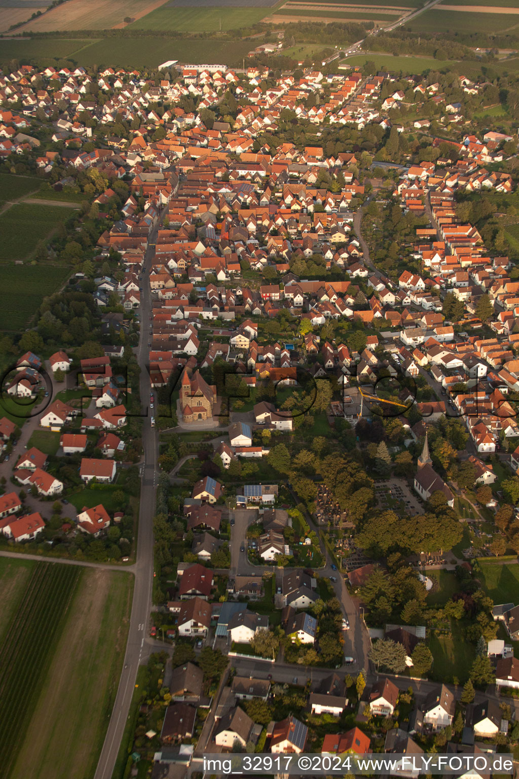 Vue aérienne de Vue sur le village à Insheim dans le département Rhénanie-Palatinat, Allemagne