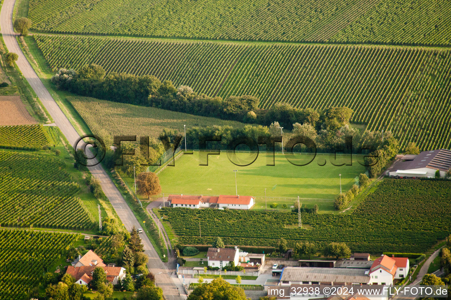 Terrain de sport à Impflingen dans le département Rhénanie-Palatinat, Allemagne d'en haut