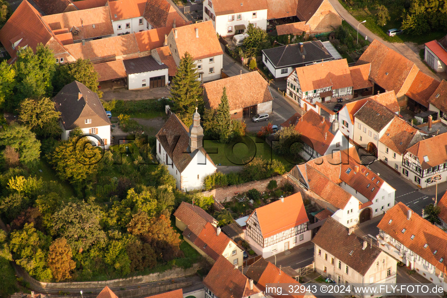 Impflingen dans le département Rhénanie-Palatinat, Allemagne du point de vue du drone