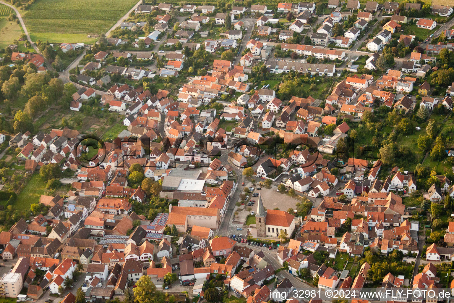 Vue aérienne de Vue des rues et des maisons des quartiers résidentiels à le quartier Godramstein in Landau in der Pfalz dans le département Rhénanie-Palatinat, Allemagne