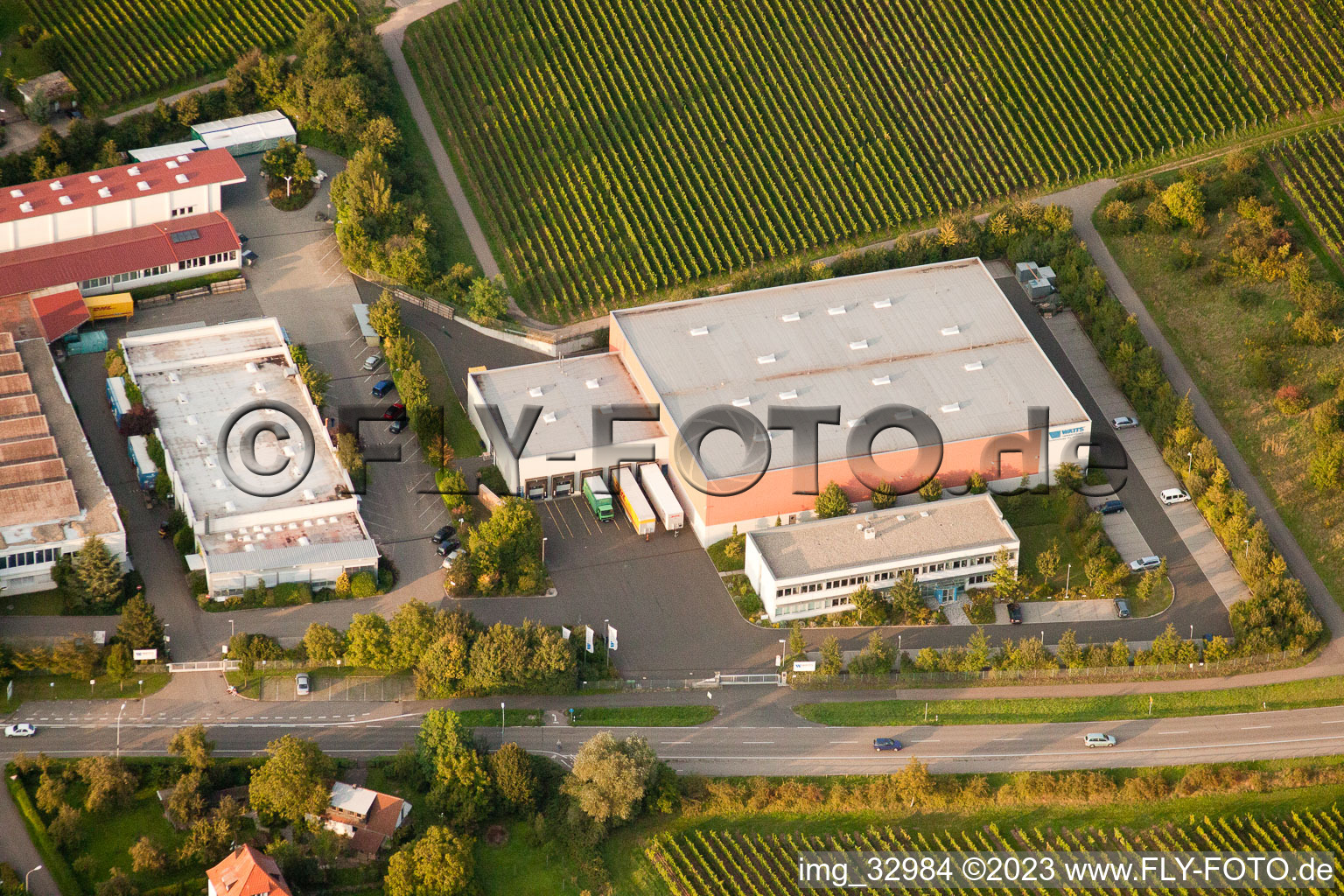Vue aérienne de Watts Industries Deutschland GmbH à le quartier Godramstein in Landau in der Pfalz dans le département Rhénanie-Palatinat, Allemagne