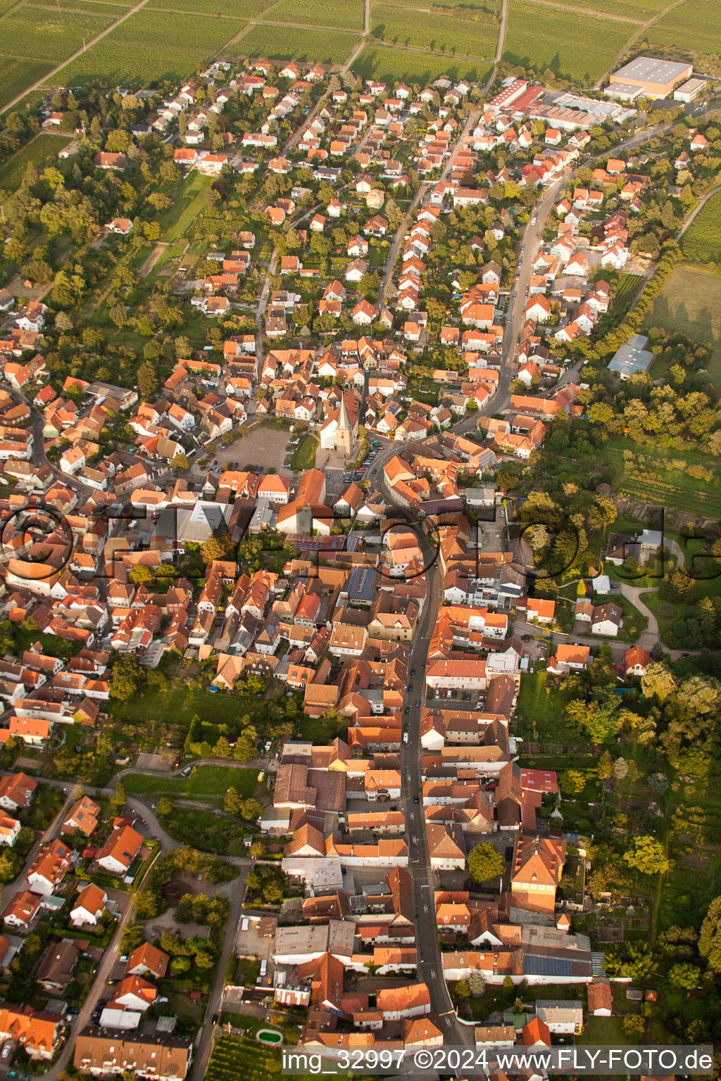 Vue aérienne de Rue Haupt à le quartier Godramstein in Landau in der Pfalz dans le département Rhénanie-Palatinat, Allemagne