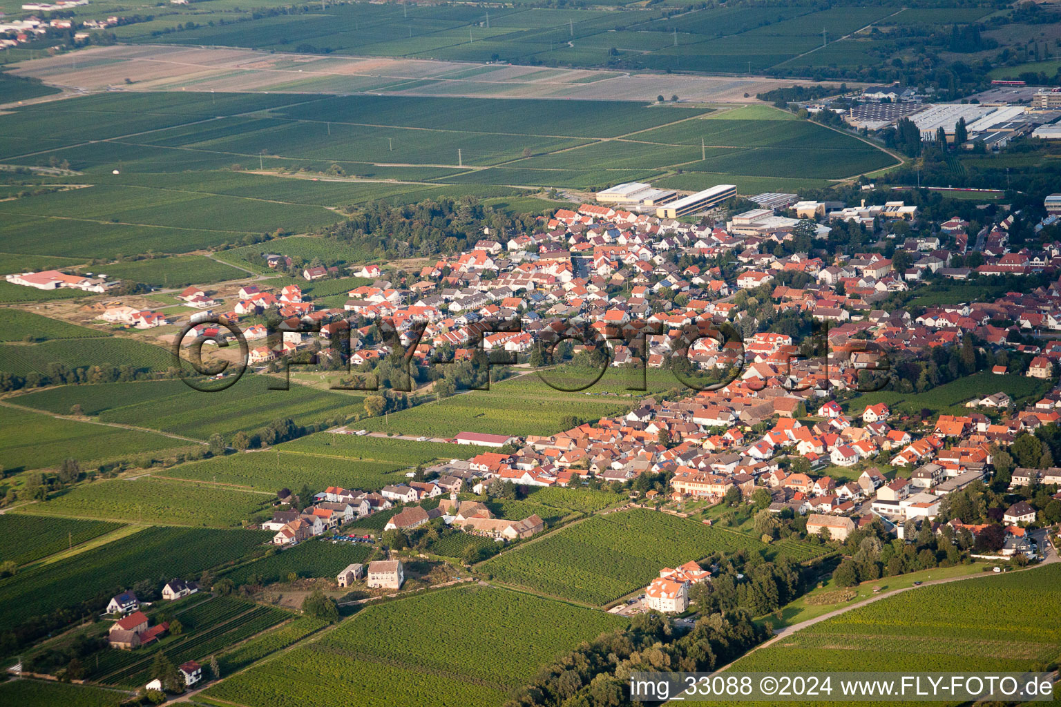 Vue aérienne de Du nord-ouest à Edesheim dans le département Rhénanie-Palatinat, Allemagne