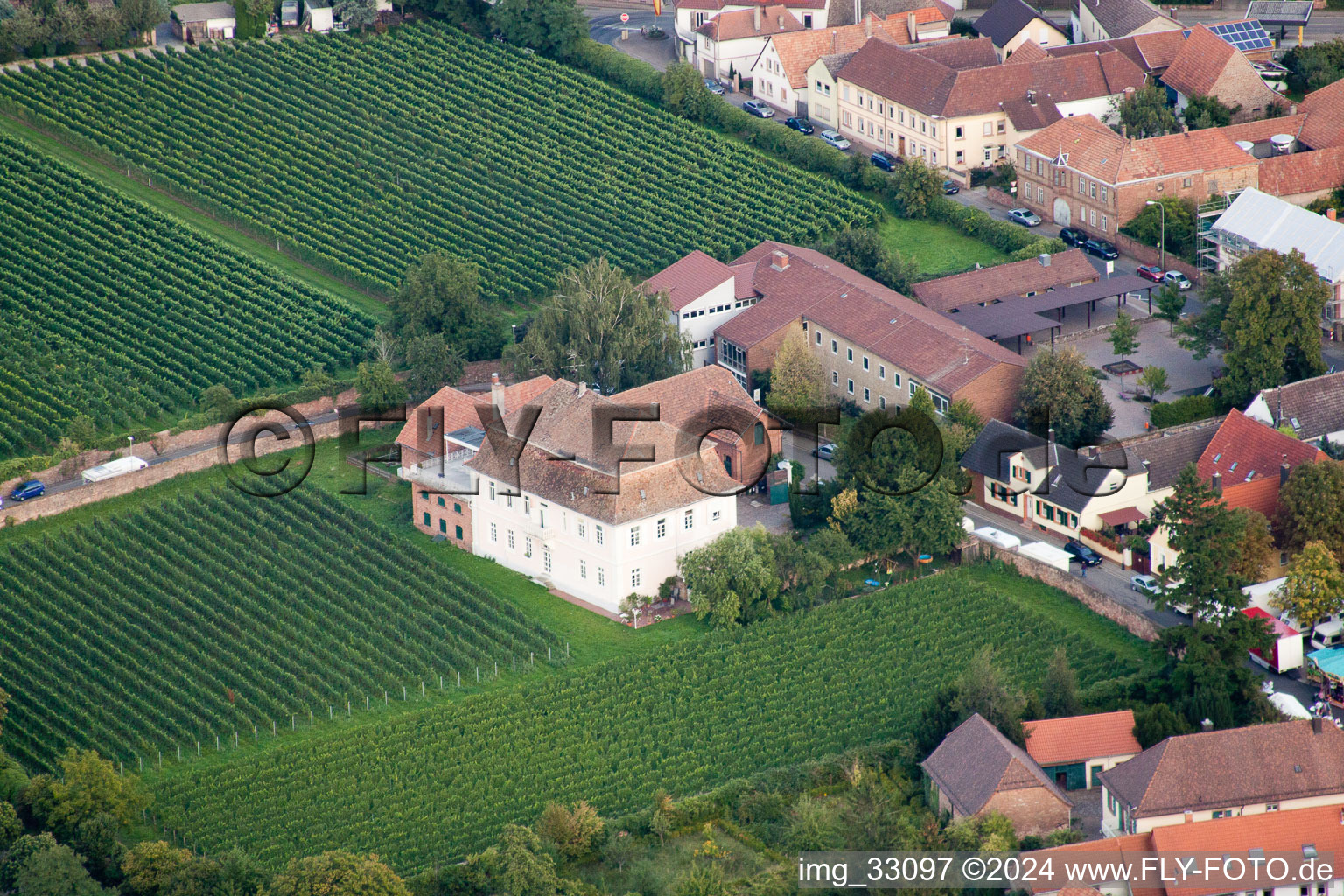 Vue d'oiseau de Edesheim dans le département Rhénanie-Palatinat, Allemagne