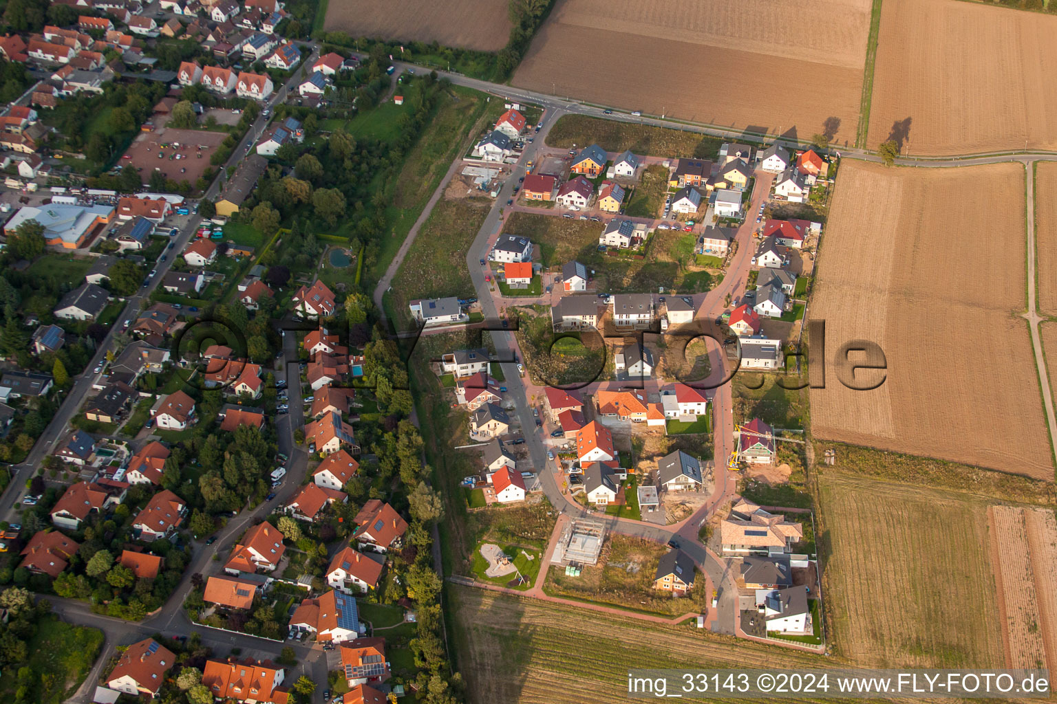 Vue aérienne de Nouvelle zone de développement Am Steinsteg à Bornheim dans le département Rhénanie-Palatinat, Allemagne