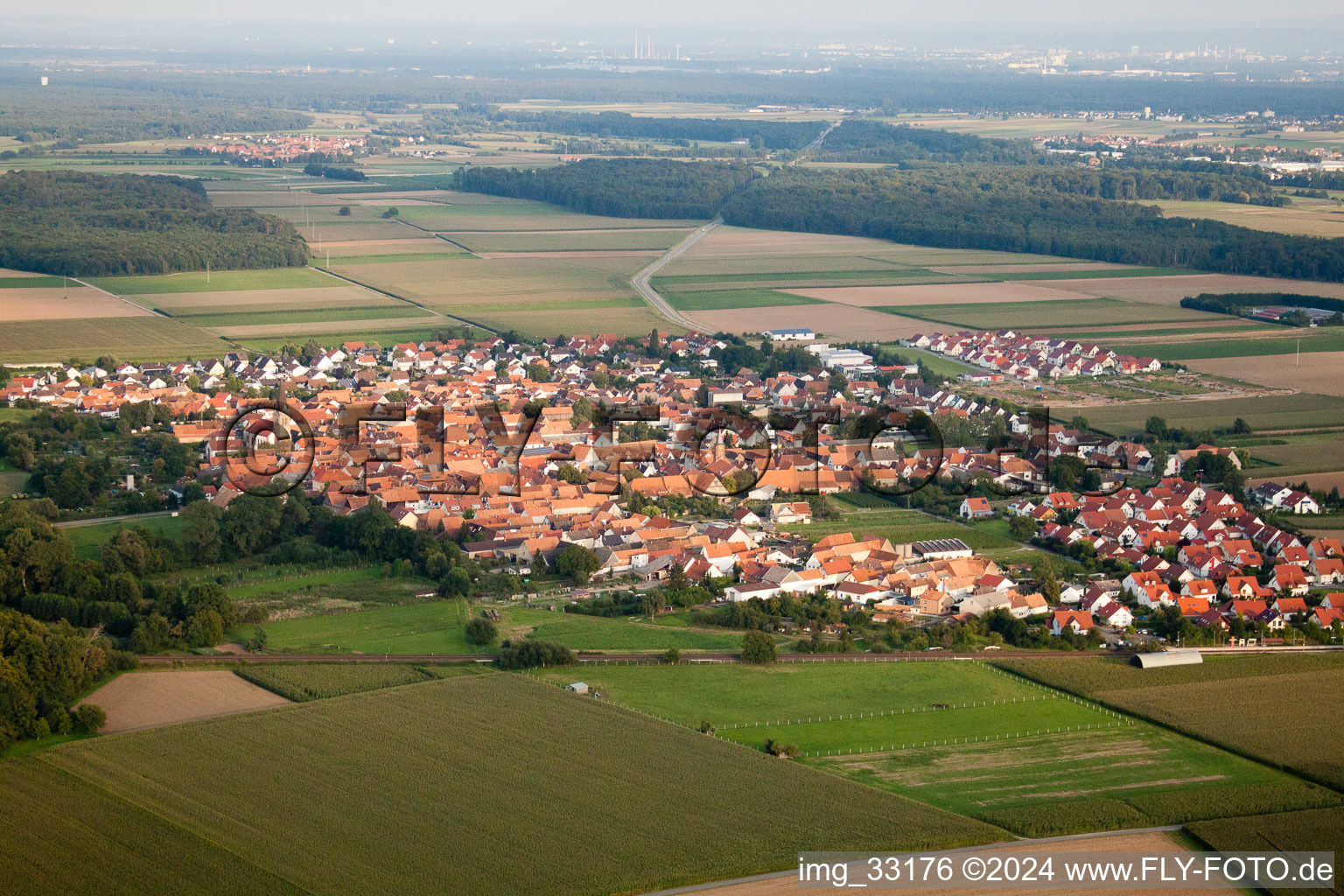 Vue aérienne de Steinweiler dans le département Rhénanie-Palatinat, Allemagne