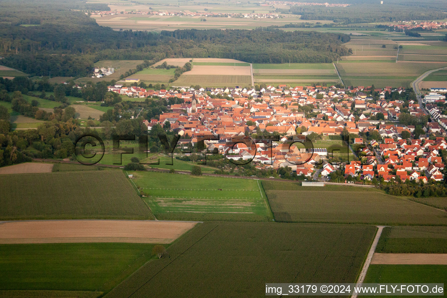 Vue oblique de Steinweiler dans le département Rhénanie-Palatinat, Allemagne