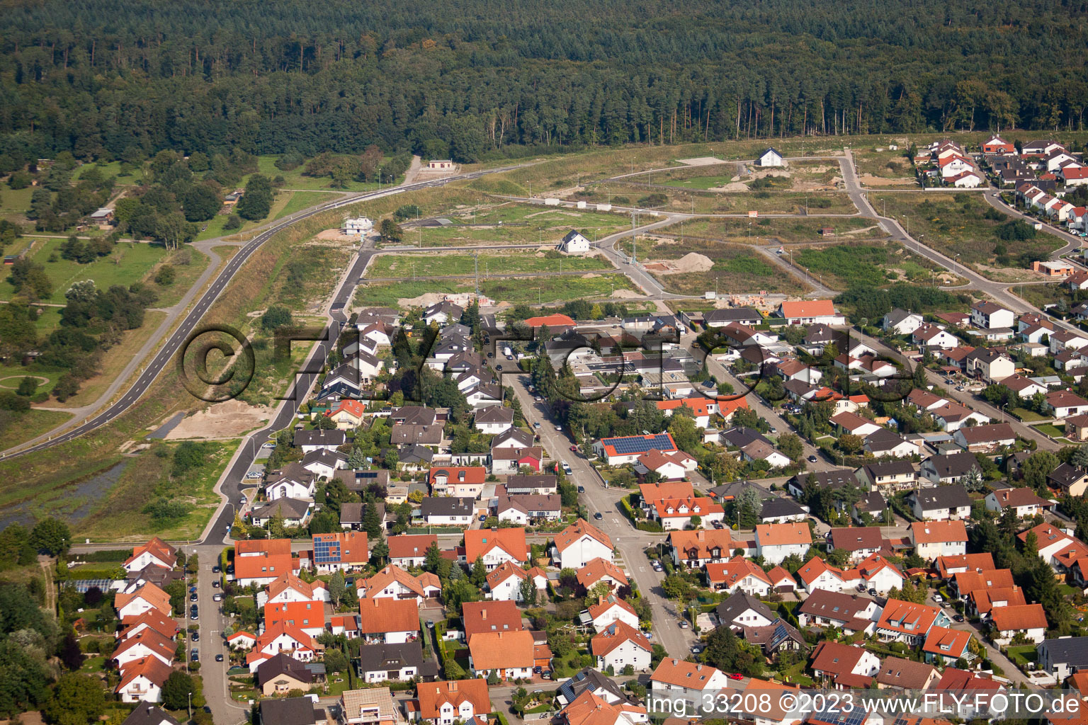 Nouvelle zone de développement SW à Jockgrim dans le département Rhénanie-Palatinat, Allemagne vue d'en haut