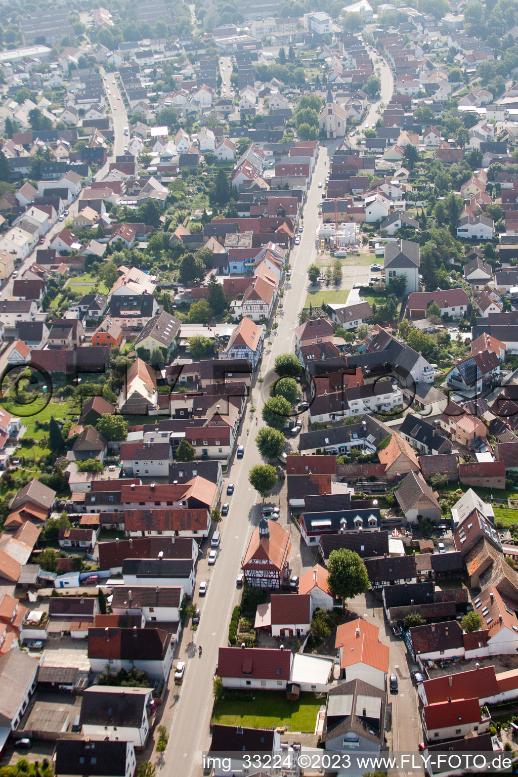 Photographie aérienne de Léopoldstr à le quartier Leopoldshafen in Eggenstein-Leopoldshafen dans le département Bade-Wurtemberg, Allemagne