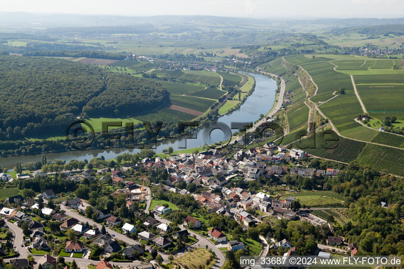 Wormeldange dans le département Greiwemacher, Luxembourg d'en haut