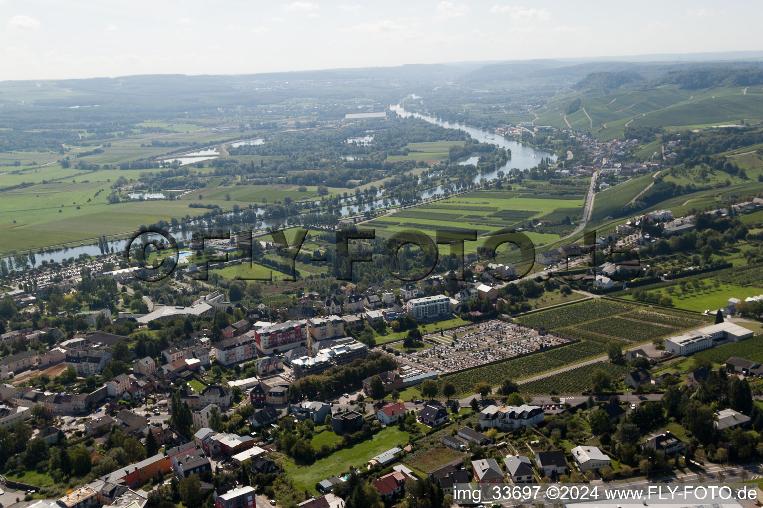 Vue aérienne de Remich dans le département Remich, Luxembourg