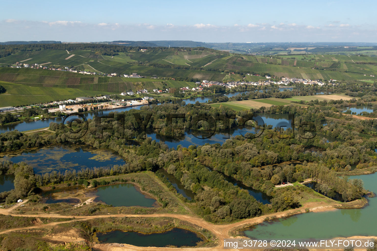 Vue aérienne de Wellesteen dans le département Greiwemacher, Luxembourg