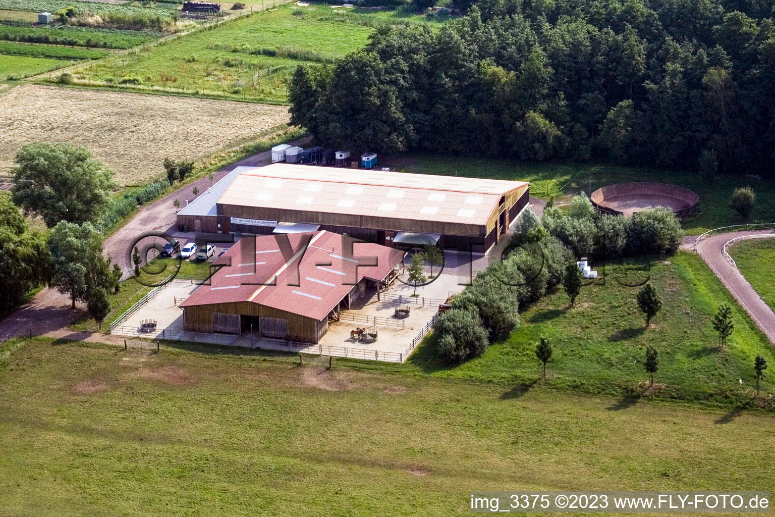 Vue aérienne de Écurie équestre à Freckenfeld dans le département Rhénanie-Palatinat, Allemagne