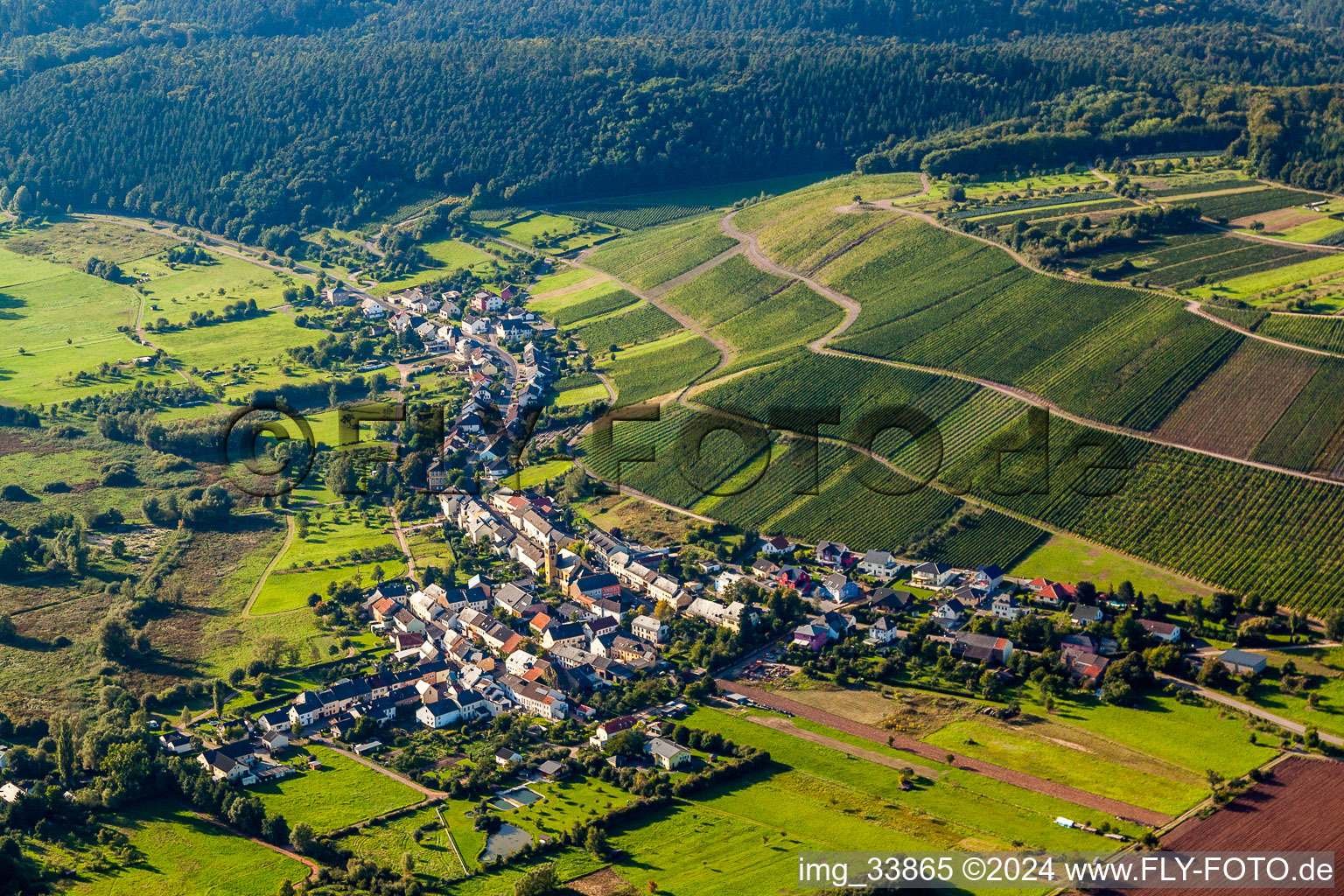 Vue aérienne de Wawern dans le département Rhénanie-Palatinat, Allemagne