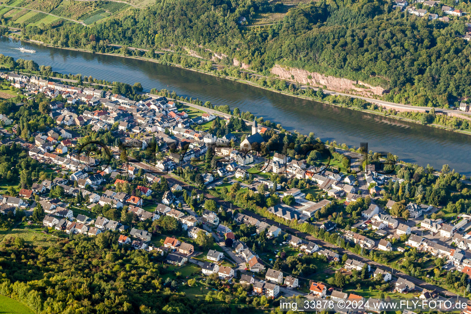 Vue aérienne de Zones riveraines à le quartier Reinig in Wasserliesch dans le département Rhénanie-Palatinat, Allemagne