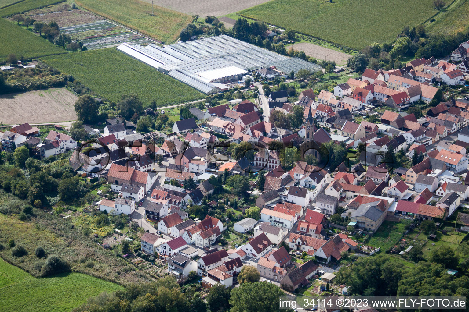 Enregistrement par drone de Quartier Sondernheim in Germersheim dans le département Rhénanie-Palatinat, Allemagne