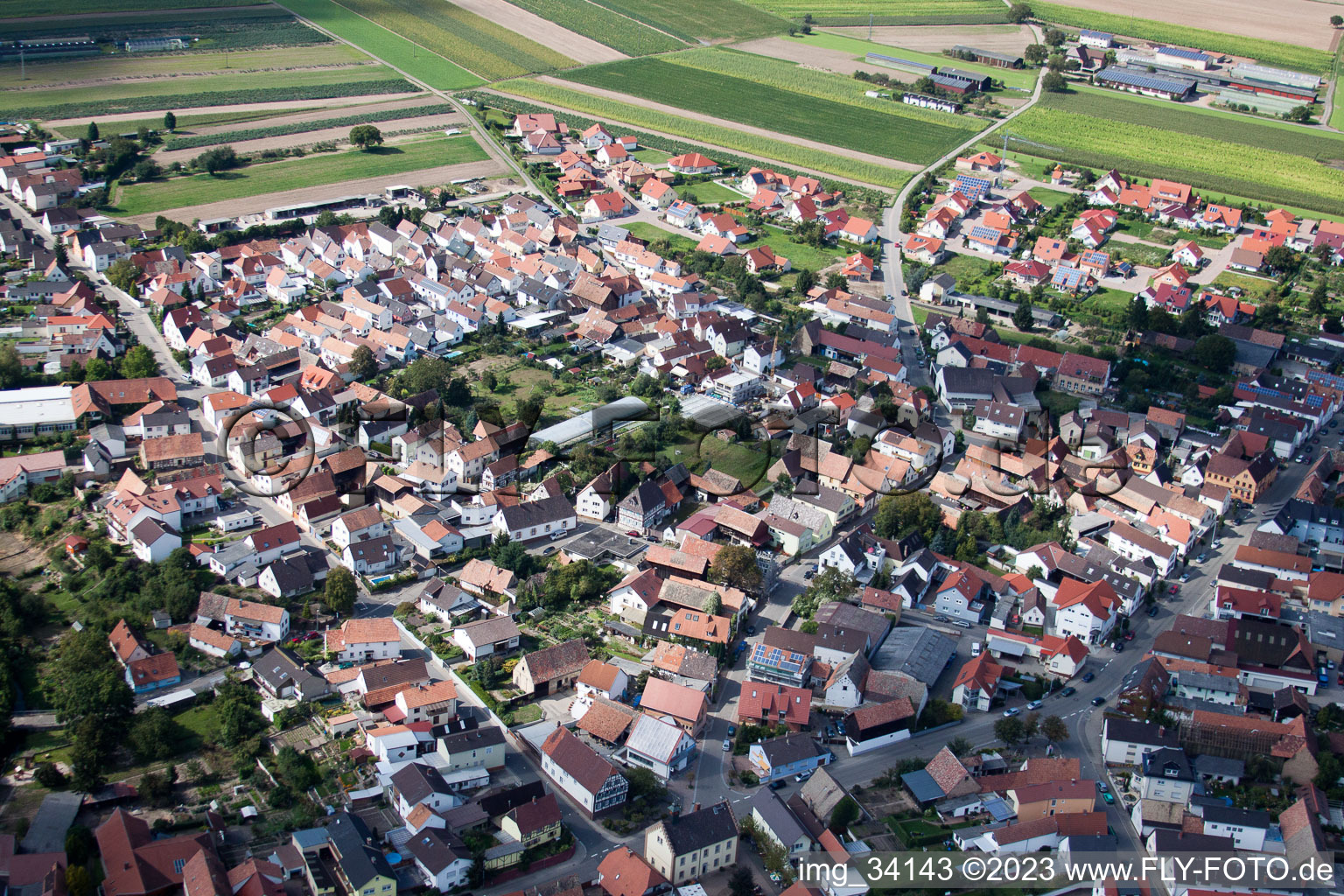 Hördt dans le département Rhénanie-Palatinat, Allemagne vu d'un drone