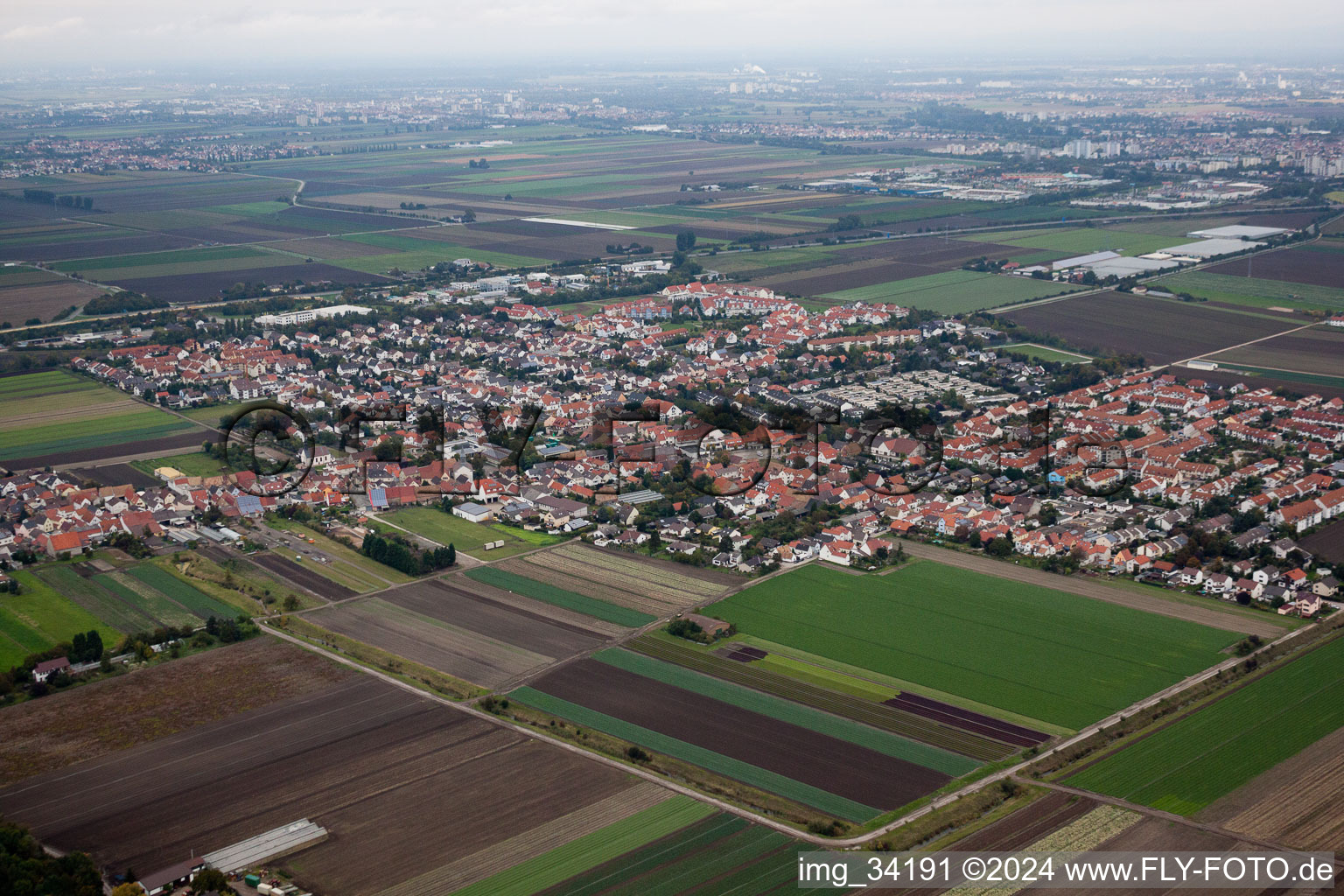 Vue aérienne de Quartier Ruchheim in Ludwigshafen am Rhein dans le département Rhénanie-Palatinat, Allemagne