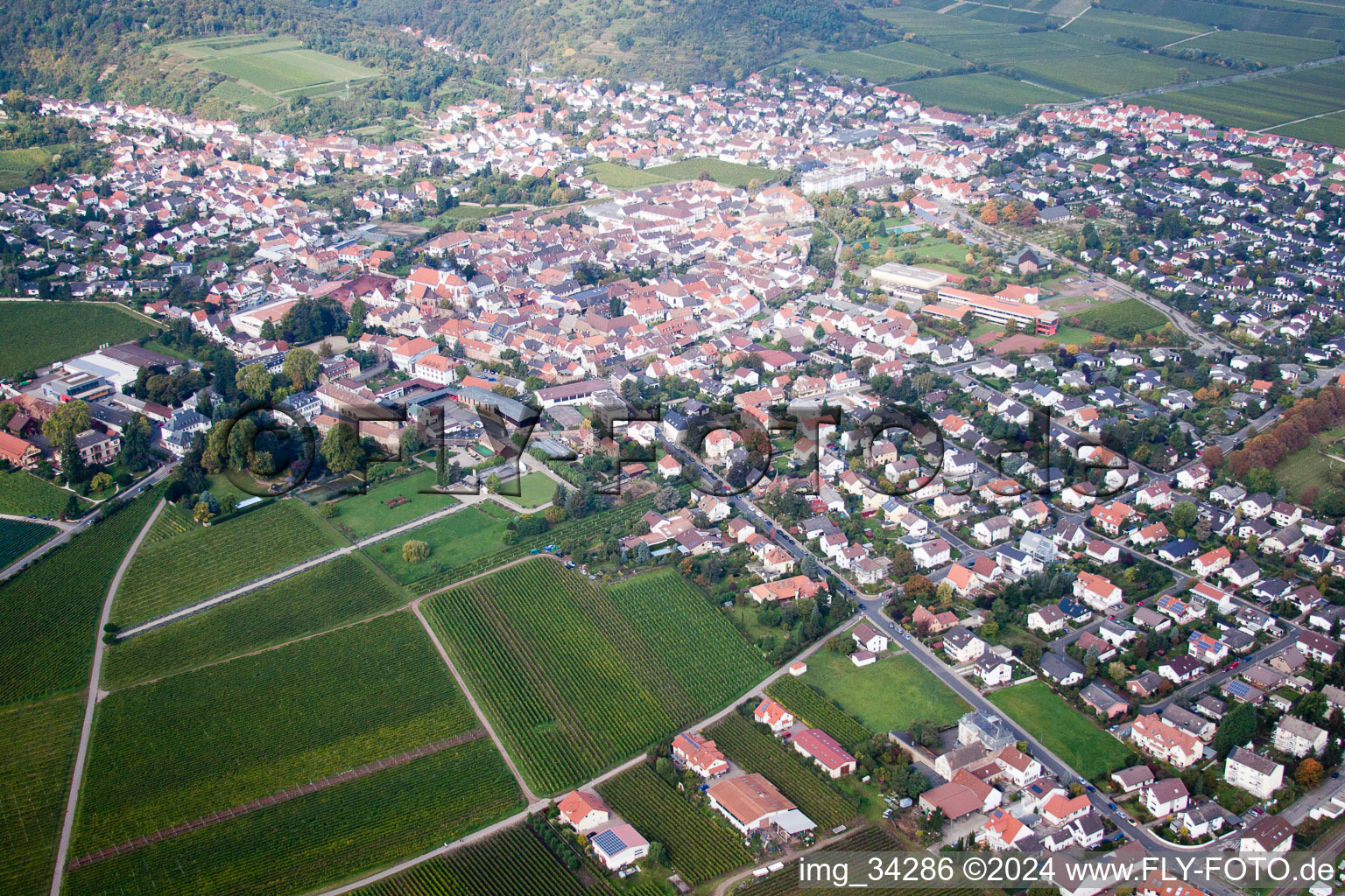 Vue aérienne de Les journées de la pomme de Zimmermann à Wachenheim an der Weinstraße dans le département Rhénanie-Palatinat, Allemagne