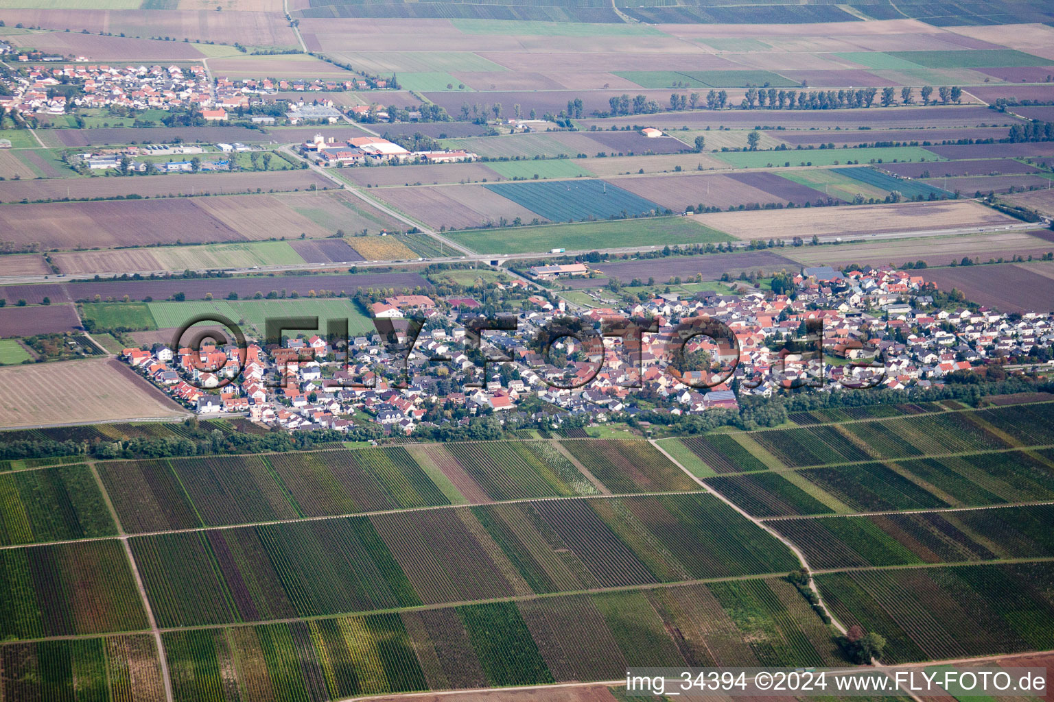 Vue aérienne de Gerolsheim dans le département Rhénanie-Palatinat, Allemagne