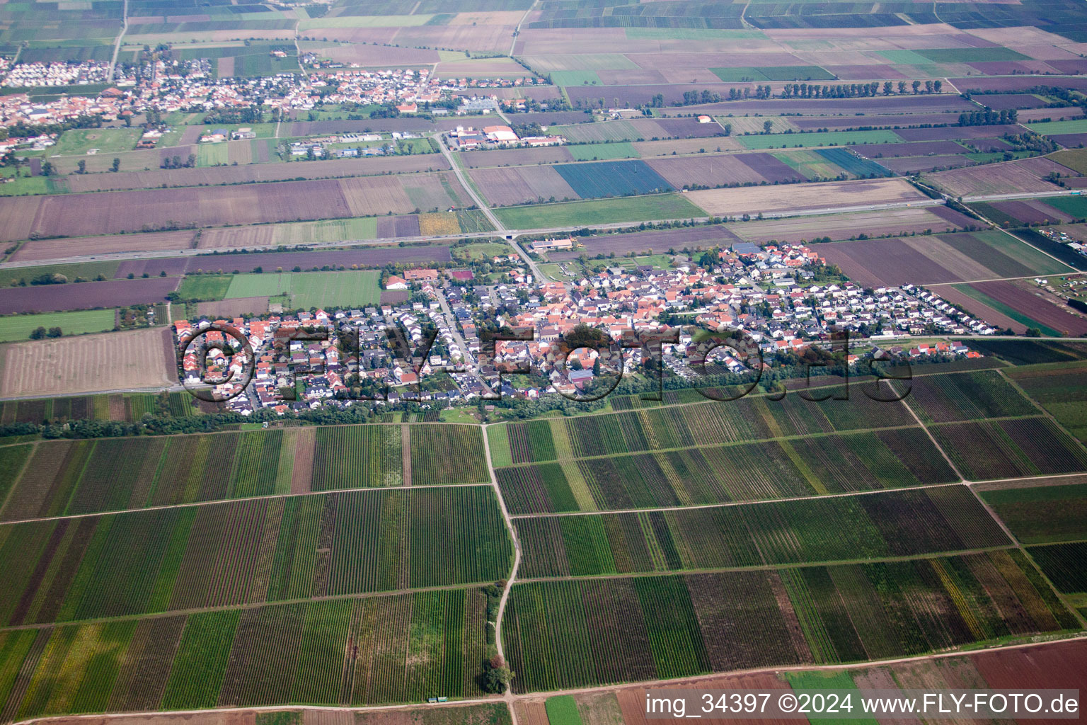 Vue aérienne de Gerolsheim dans le département Rhénanie-Palatinat, Allemagne