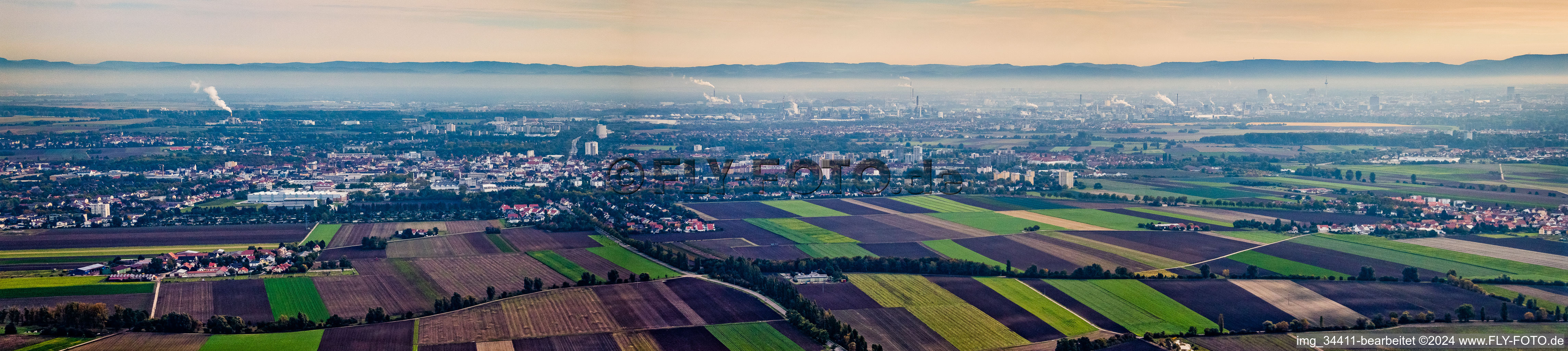 Vue aérienne de Panorama depuis l'ouest à Frankenthal dans le département Rhénanie-Palatinat, Allemagne