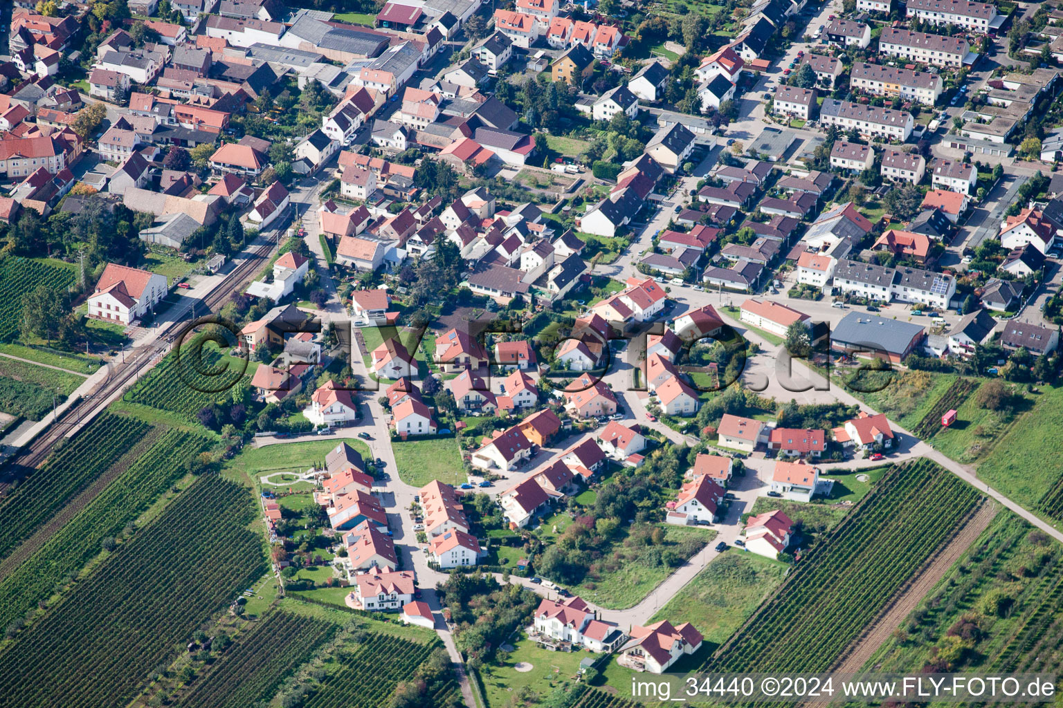 Fußgönheim dans le département Rhénanie-Palatinat, Allemagne du point de vue du drone