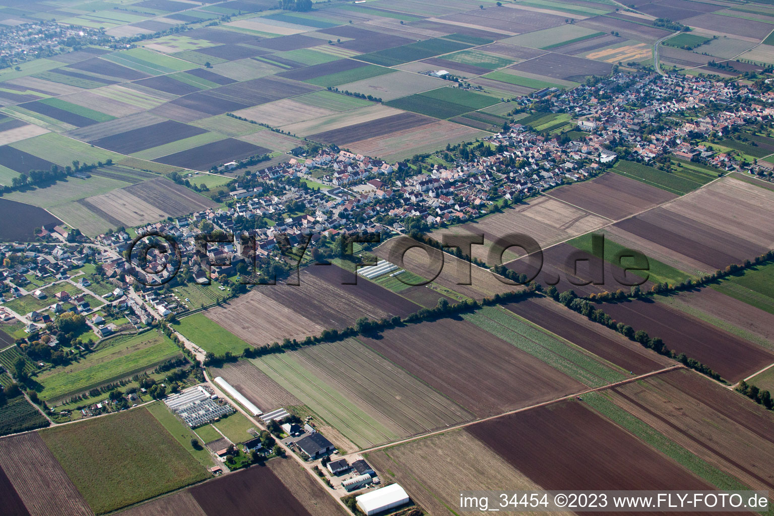 Alsheim-Gronau dans le département Rhénanie-Palatinat, Allemagne depuis l'avion