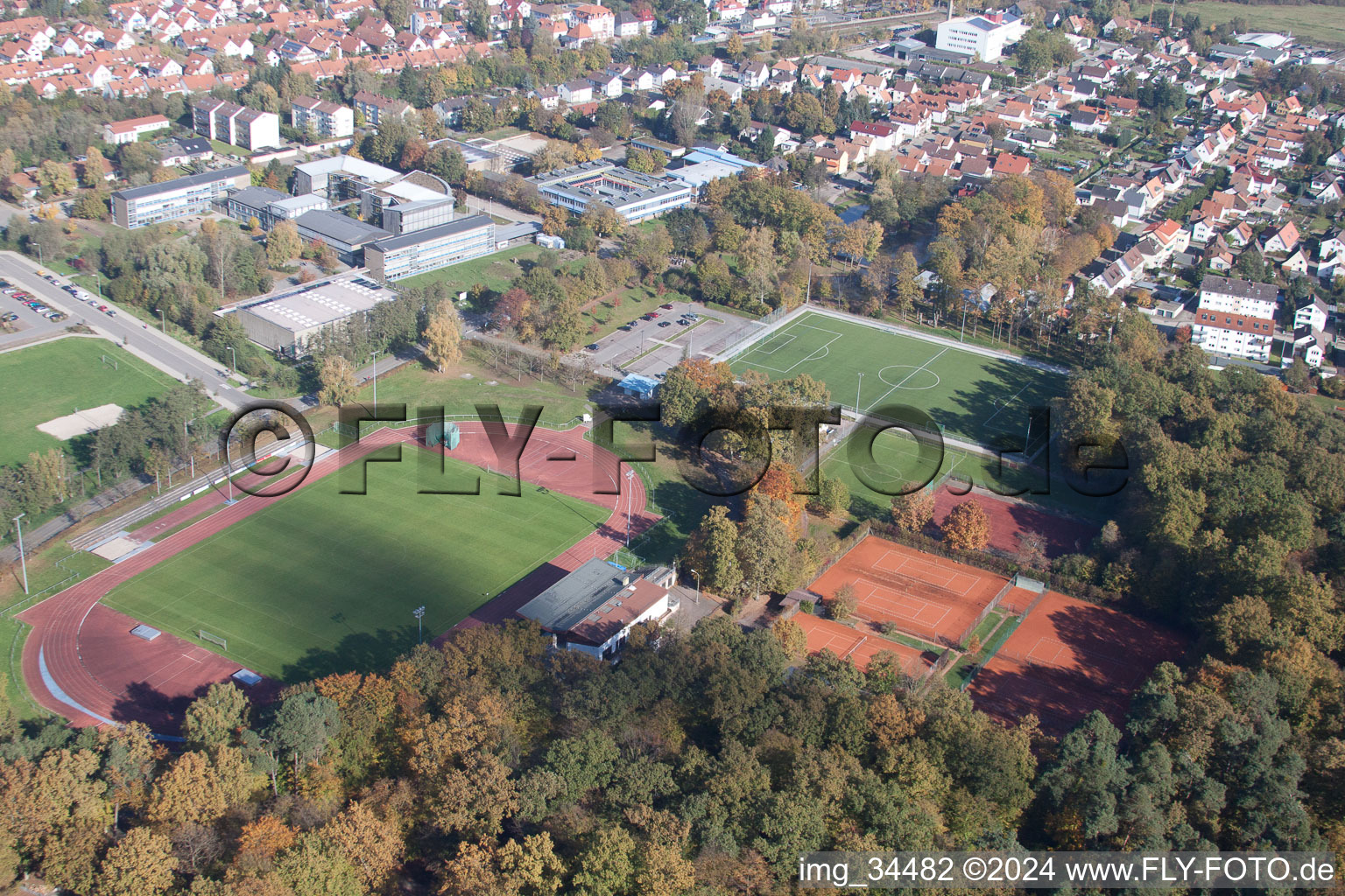 Vue oblique de Stade Bienwald à Kandel dans le département Rhénanie-Palatinat, Allemagne