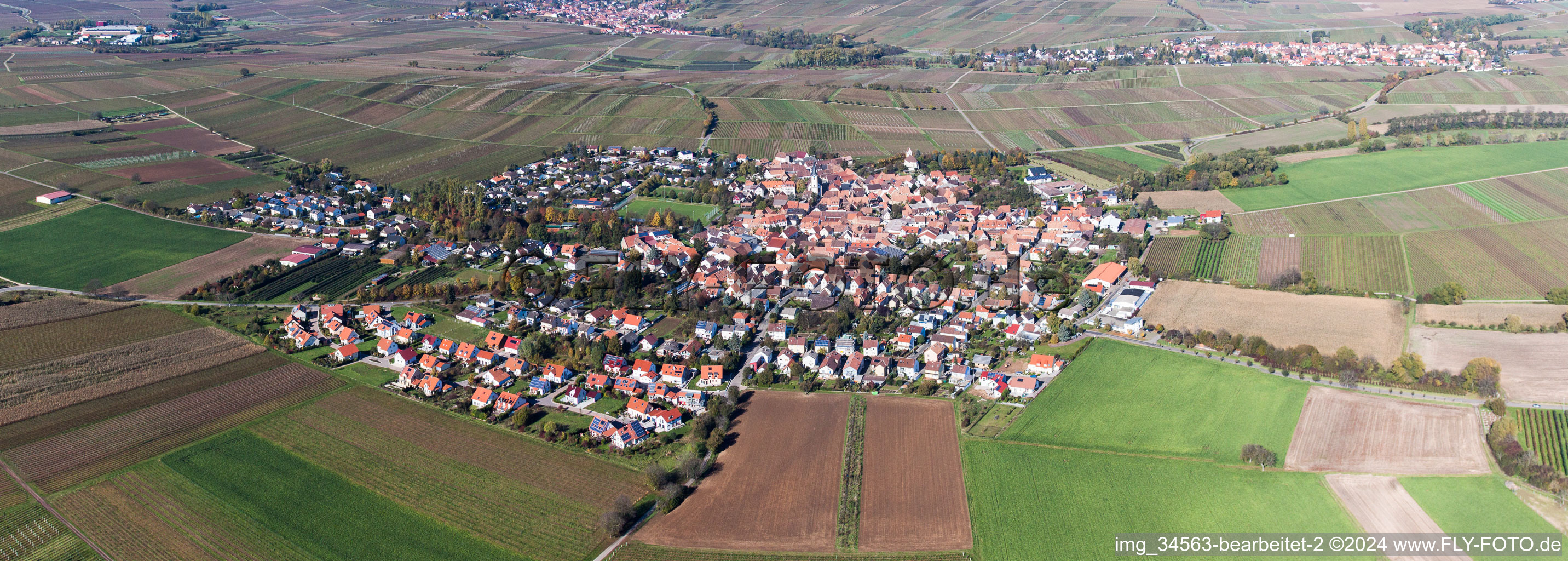 Vue aérienne de Panorama - perspective de la vue locale des rues et des maisons des quartiers résidentiels à le quartier Mörzheim in Landau in der Pfalz dans le département Rhénanie-Palatinat, Allemagne