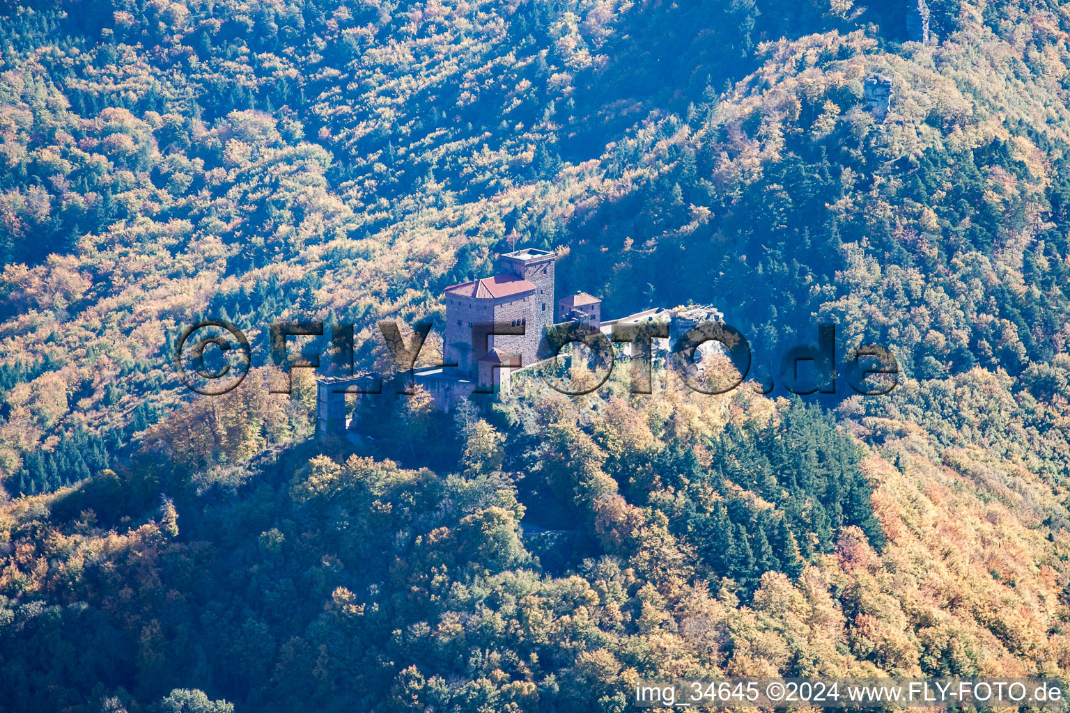 Vue aérienne de Château de Trifels à Annweiler am Trifels dans le département Rhénanie-Palatinat, Allemagne