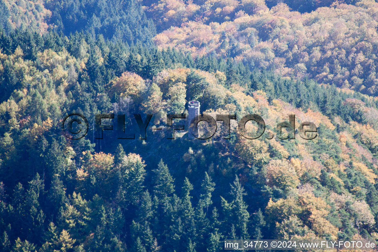 Vue aérienne de Tour Rehberg à Waldrohrbach dans le département Rhénanie-Palatinat, Allemagne