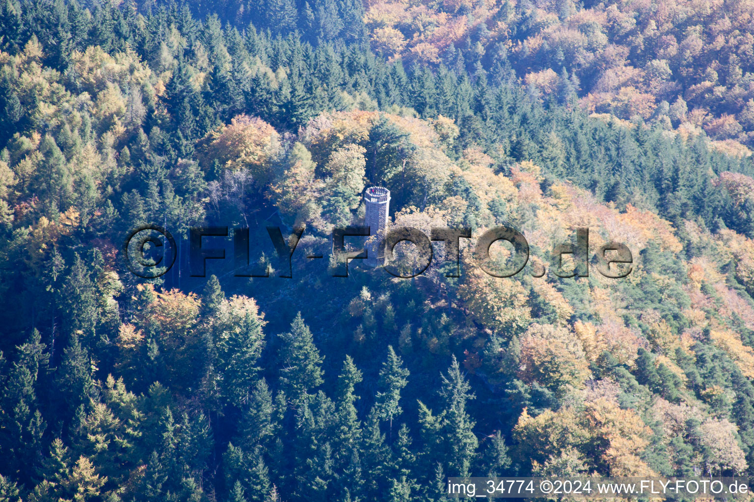 Vue aérienne de Tour Rehberg à Waldrohrbach dans le département Rhénanie-Palatinat, Allemagne