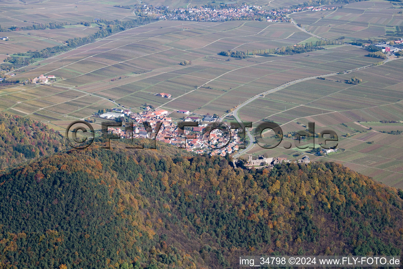 Vue aérienne de Derrière le Madenburg à Eschbach dans le département Rhénanie-Palatinat, Allemagne