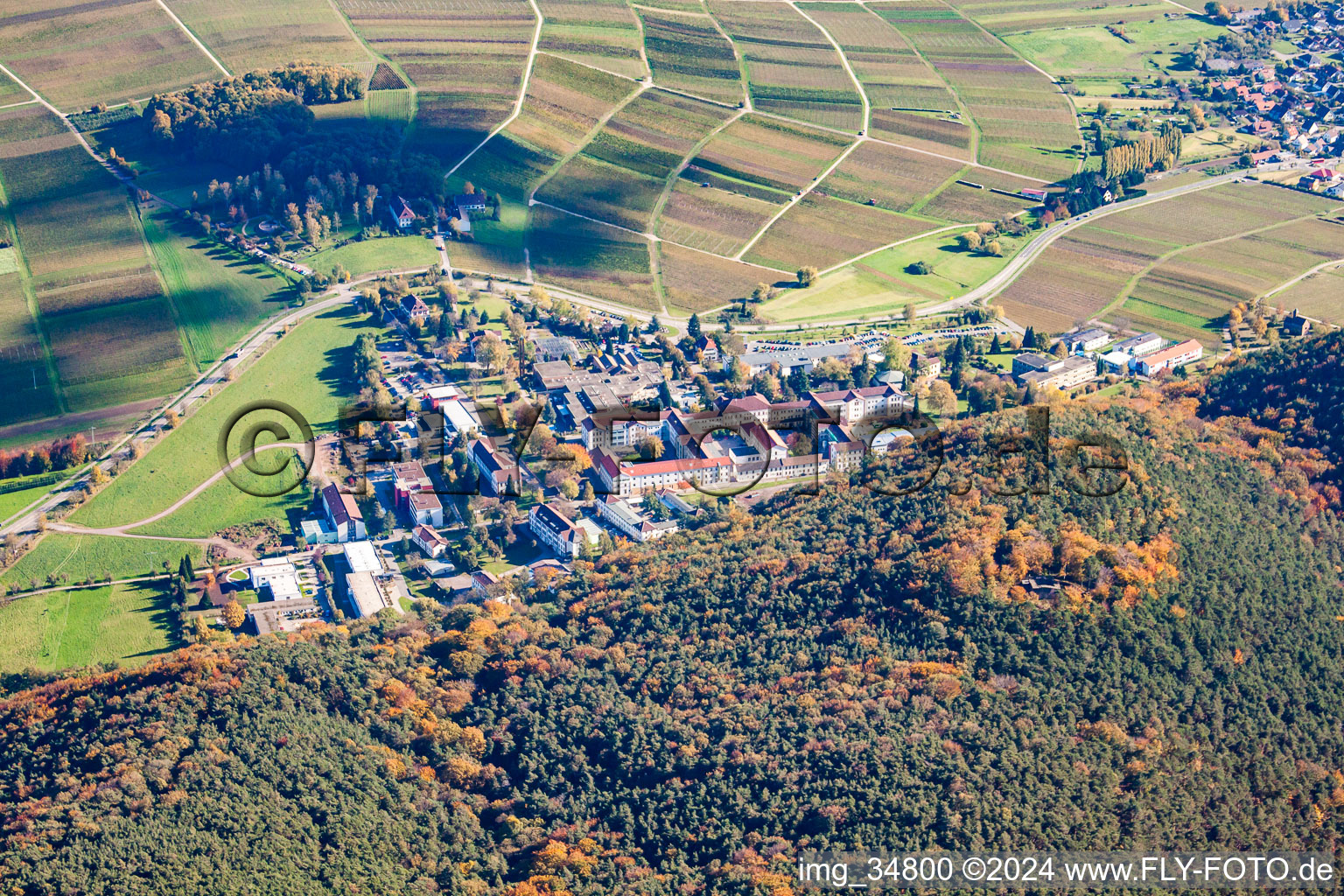 Vue aérienne de Terrain de l'hôpital Pfalzklinik Landeck à Klingenmünster dans le département Rhénanie-Palatinat, Allemagne