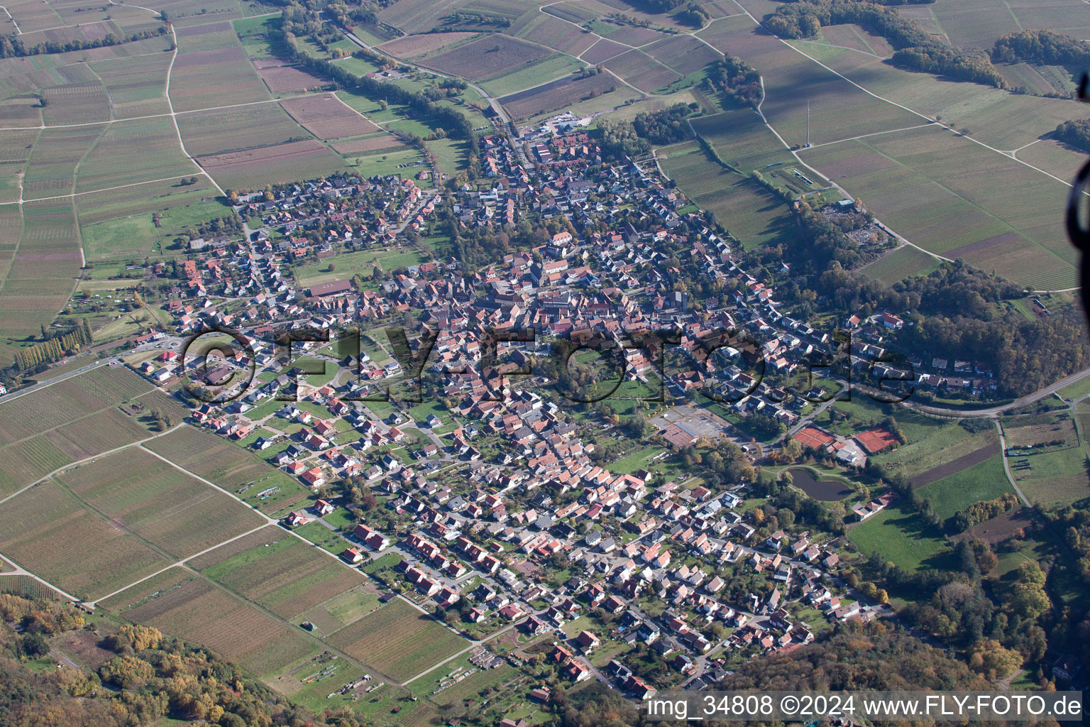 Klingenmünster dans le département Rhénanie-Palatinat, Allemagne depuis l'avion