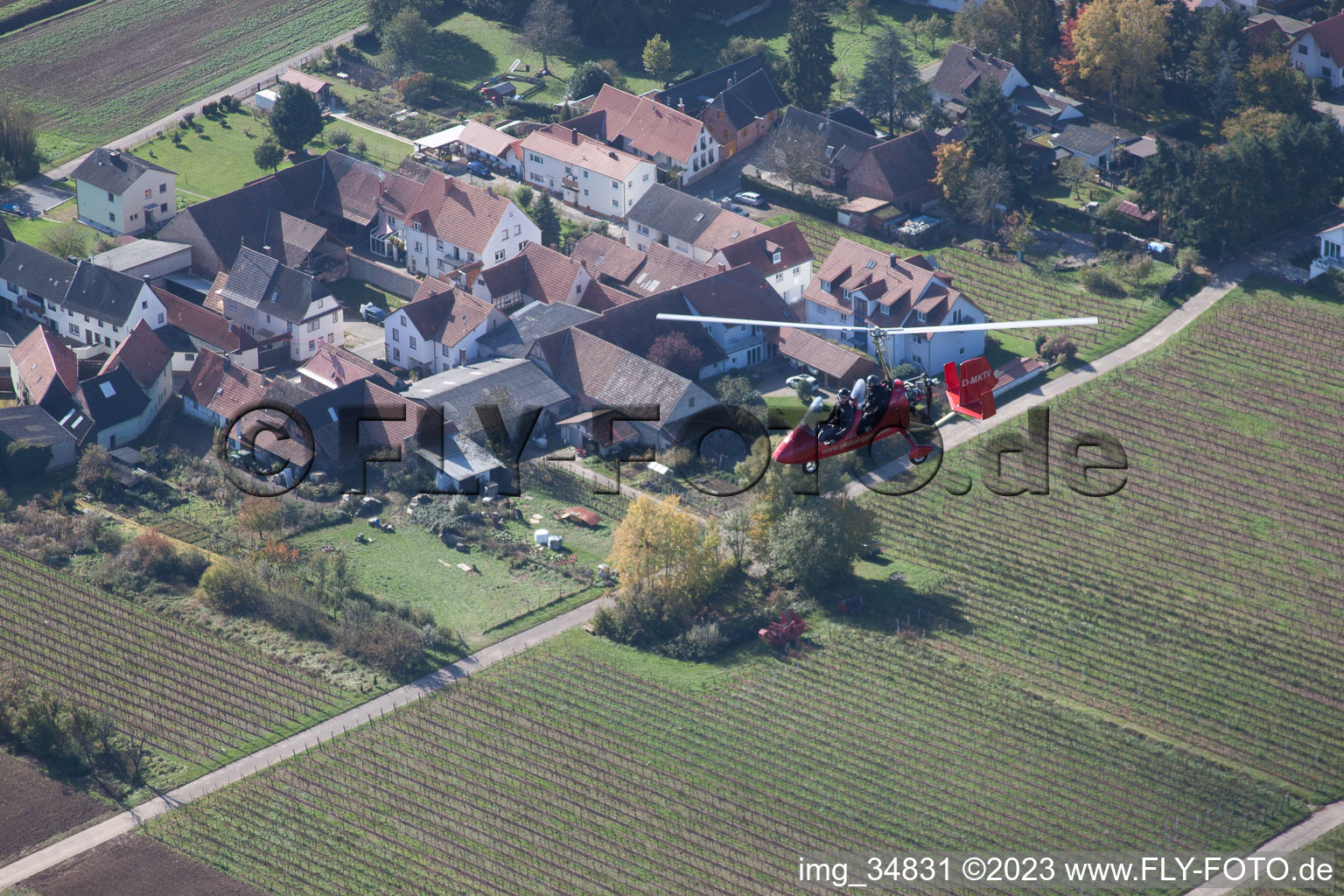 Niederhorbach dans le département Rhénanie-Palatinat, Allemagne du point de vue du drone