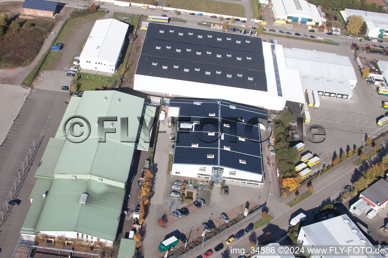 Vue oblique de Zone industrielle de Horst à le quartier Minderslachen in Kandel dans le département Rhénanie-Palatinat, Allemagne