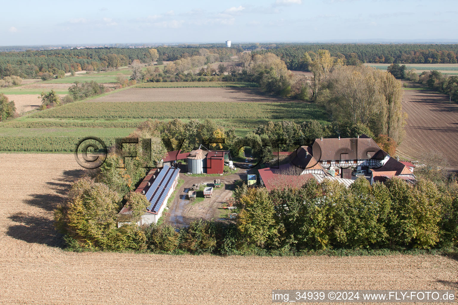 Vue oblique de Moulin à rebord à Erlenbach bei Kandel dans le département Rhénanie-Palatinat, Allemagne