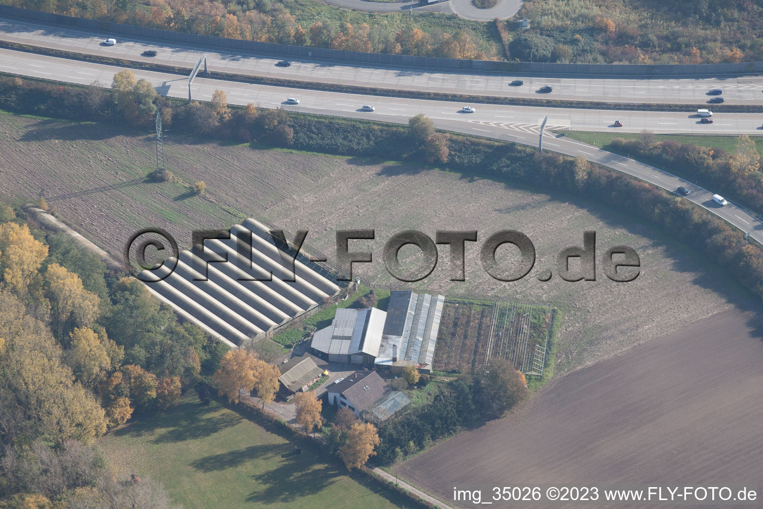 Vue aérienne de Edgar-Heller-Straße, jardinerie à le quartier Durlach in Karlsruhe dans le département Bade-Wurtemberg, Allemagne