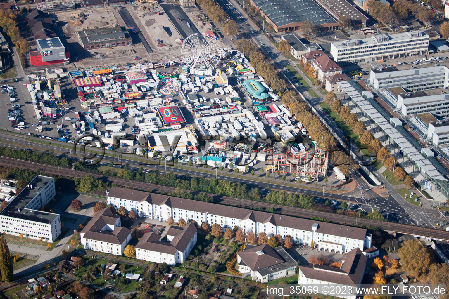 Photographie aérienne de Station de mesure à le quartier Oststadt in Karlsruhe dans le département Bade-Wurtemberg, Allemagne